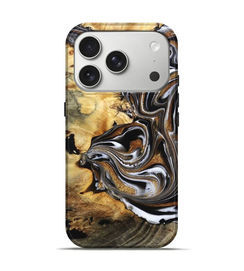 iPhone 17 Pro Wood Live Edge Phone Case - Brice (Black & White, 808676)