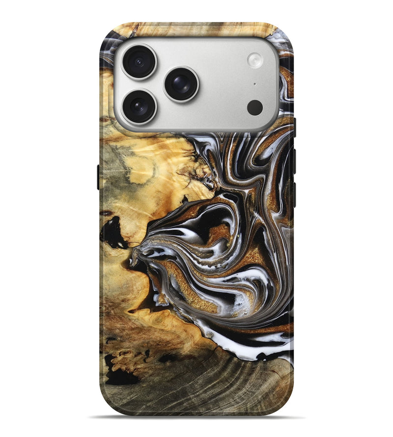 iPhone 17 Pro Max Wood Live Edge Phone Case - Brice (Black & White, 808676)