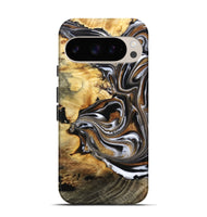 Pixel 9 Pro Wood Live Edge Phone Case - Brice (Black & White, 808676)