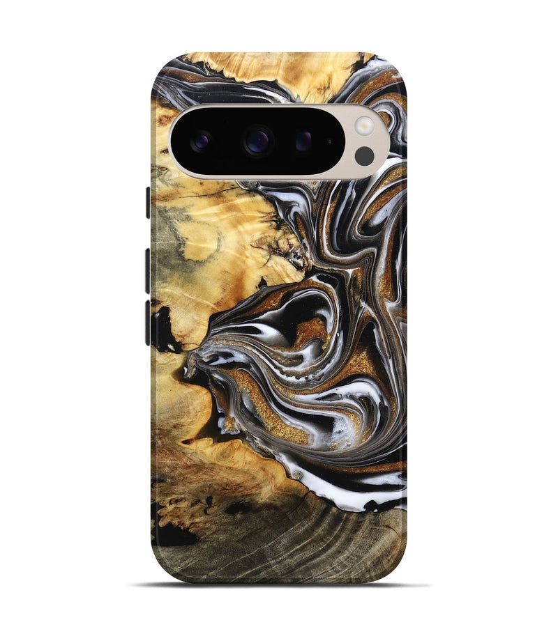 Pixel 9 Pro Wood Live Edge Phone Case - Brice (Black & White, 808676)