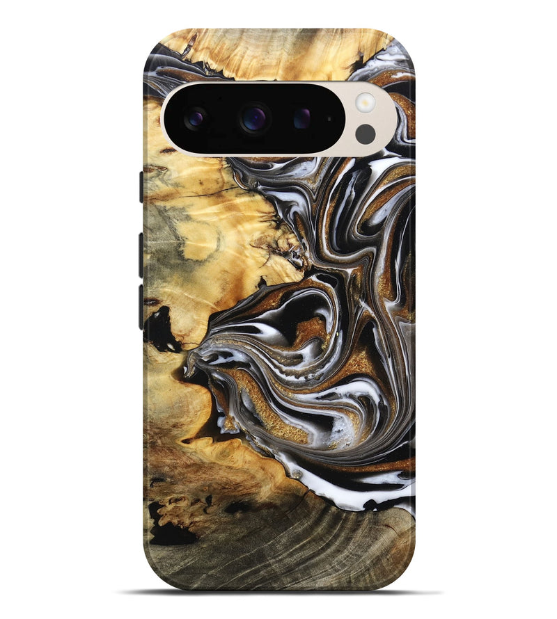 Pixel 9 Pro XL Wood Live Edge Phone Case - Brice (Black & White, 808676)