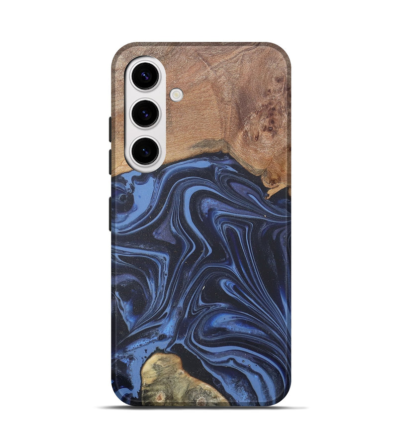 Galaxy S25 Wood Live Edge Phone Case - Herbert (Blue, 808678)