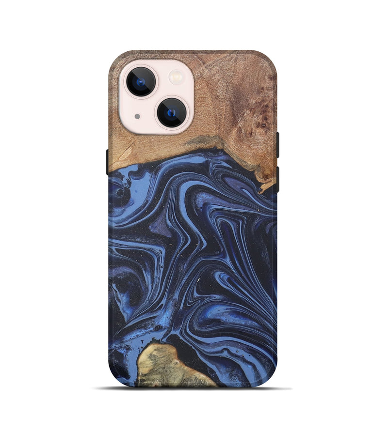 iPhone 13 mini Wood Live Edge Phone Case - Herbert (Blue, 808678)