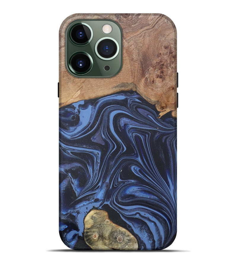 iPhone 13 Pro Max Wood Live Edge Phone Case - Herbert (Blue, 808678)