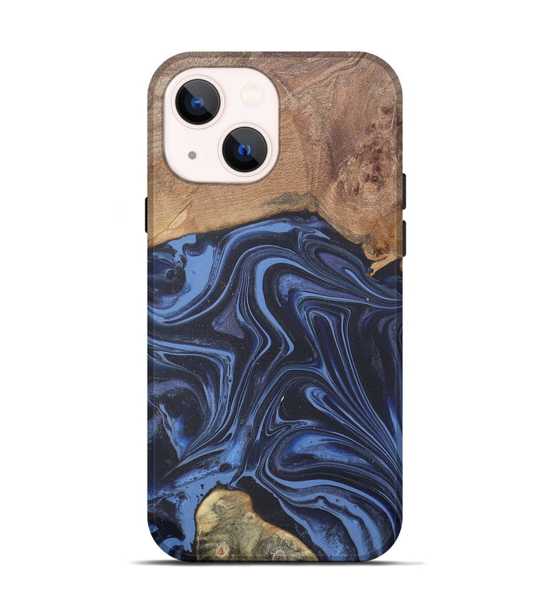 iPhone 14 Wood Live Edge Phone Case - Herbert (Blue, 808678)