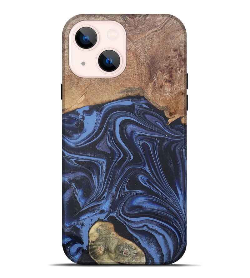 iPhone 14 Plus Wood Live Edge Phone Case - Herbert (Blue, 808678)