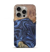 iPhone 16 Pro Wood Live Edge Phone Case - Herbert (Blue, 808678)