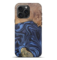 iPhone 16 Pro Max Wood Live Edge Phone Case - Herbert (Blue, 808678)