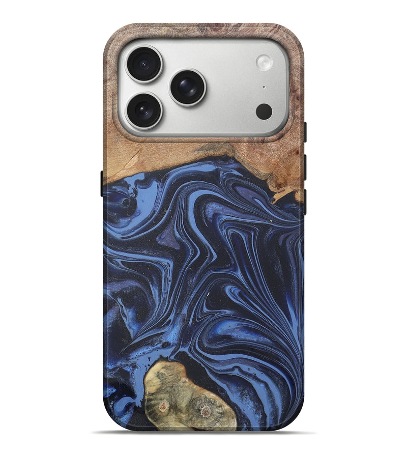 iPhone 17 Pro Max Wood Live Edge Phone Case - Herbert (Blue, 808678)