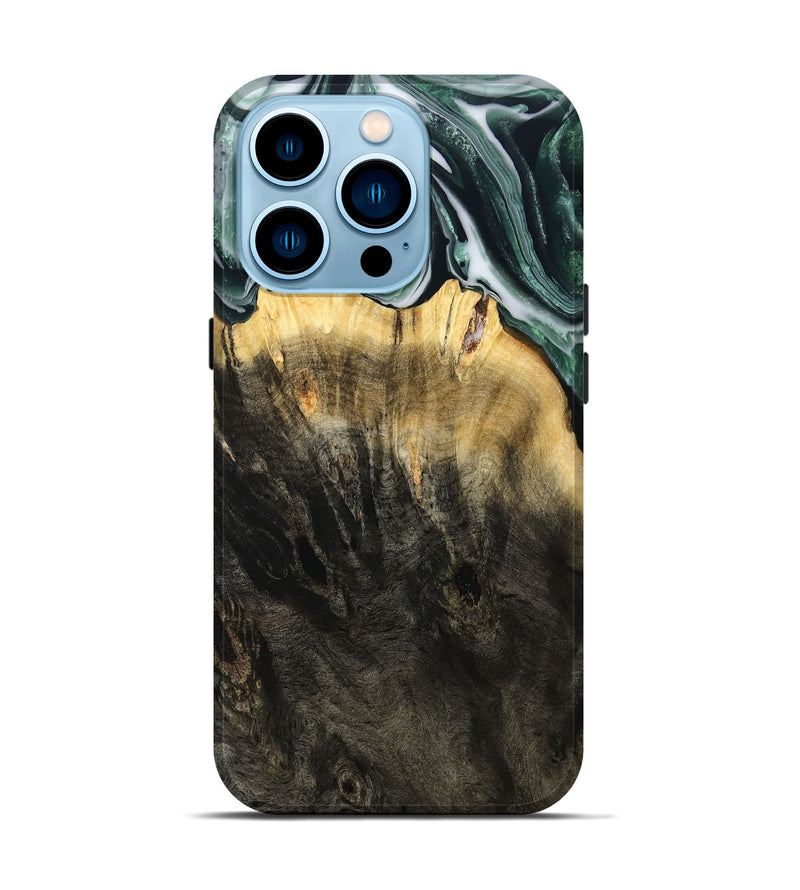 iPhone 14 Pro Wood Live Edge Phone Case - Isidore (Black & White, 808679)