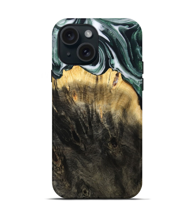 iPhone 15 Wood Live Edge Phone Case - Isidore (Black & White, 808679)