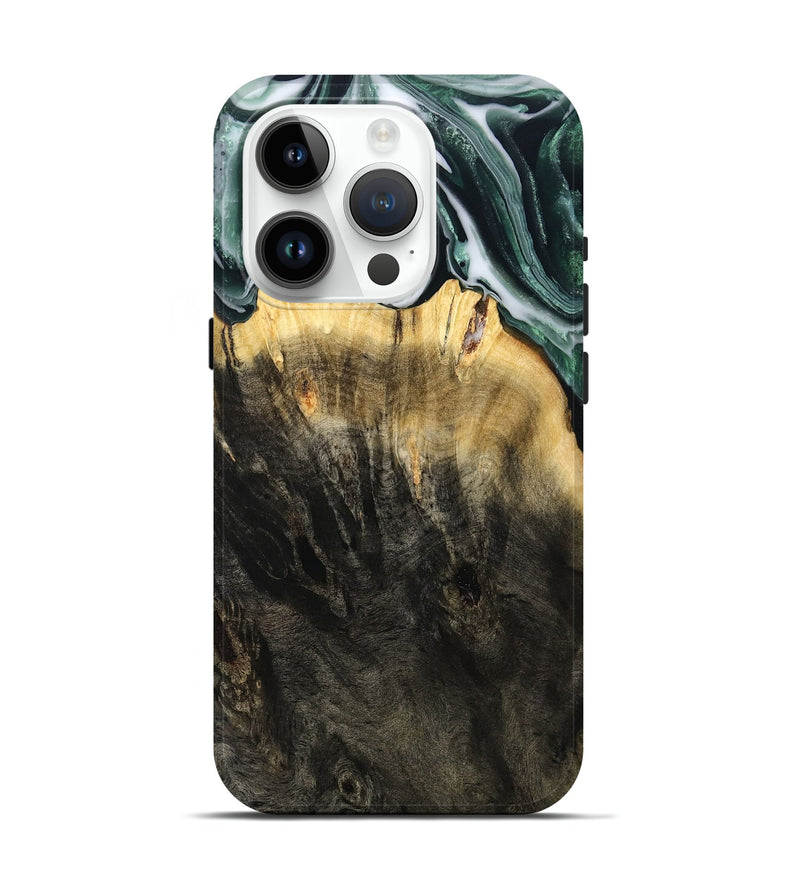 iPhone 15 Pro Wood Live Edge Phone Case - Isidore (Black & White, 808679)