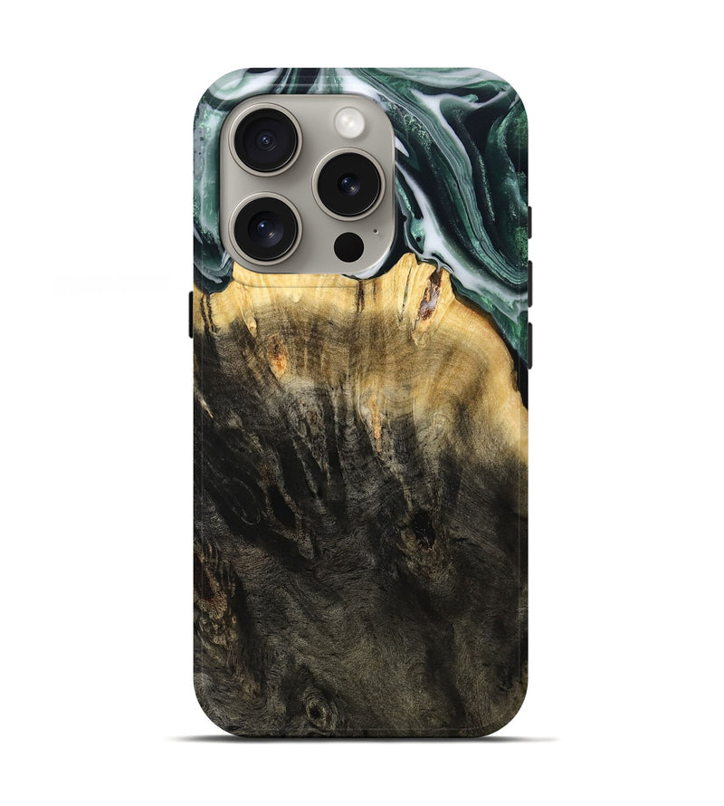 iPhone 16 Pro Wood Live Edge Phone Case - Isidore (Black & White, 808679)