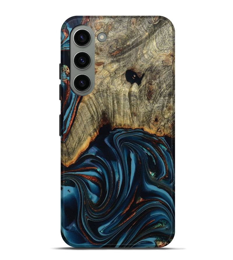 Galaxy S23 Plus Wood Live Edge Phone Case - Westley (Teal & Gold, 808680)