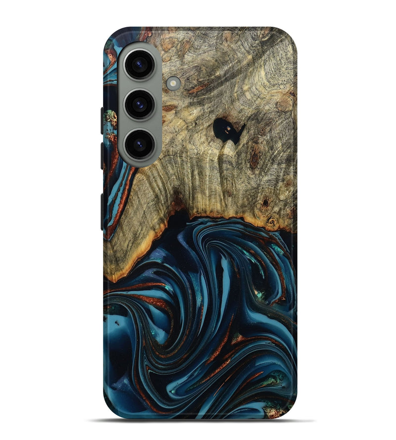 Galaxy S24 Plus Wood Live Edge Phone Case - Westley (Teal & Gold, 808680)