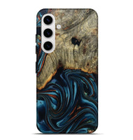 Galaxy S25 Plus Wood Live Edge Phone Case - Westley (Teal & Gold, 808680)