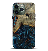iPhone 13 Pro Max Wood Live Edge Phone Case - Westley (Teal & Gold, 808680)