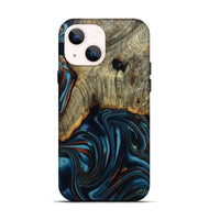 iPhone 14 Wood Live Edge Phone Case - Westley (Teal & Gold, 808680)
