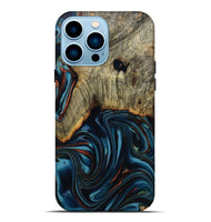 iPhone 14 Pro Max Wood Live Edge Phone Case - Westley (Teal & Gold, 808680)