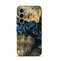 Galaxy S24 Wood Live Edge Phone Case - Azriel (Teal & Gold, 808681)