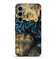 Galaxy S24 Plus Wood Live Edge Phone Case - Azriel (Teal & Gold, 808681)