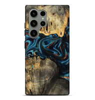 Galaxy S24 Ultra Wood Live Edge Phone Case - Azriel (Teal & Gold, 808681)