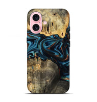 iPhone 17 Wood Live Edge Phone Case - Azriel (Teal & Gold, 808681)