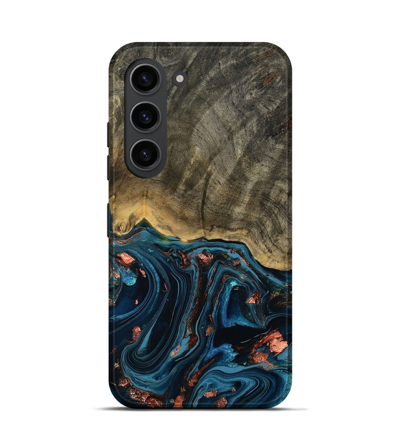 Galaxy S23 Wood Live Edge Phone Case - Don (Teal & Gold, 808682)