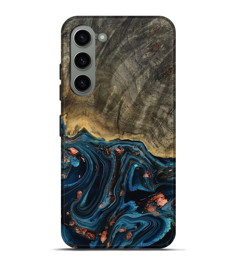 Galaxy S23 Plus Wood Live Edge Phone Case - Don (Teal & Gold, 808682)