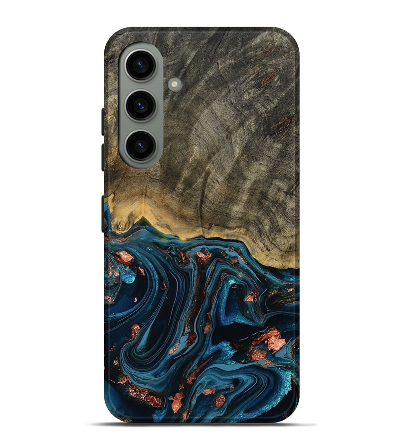 Galaxy S24 Plus Wood Live Edge Phone Case - Don (Teal & Gold, 808682)