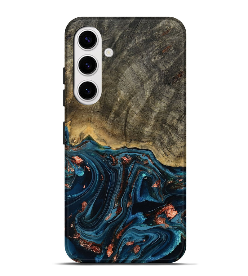 Galaxy S25 Plus Wood Live Edge Phone Case - Don (Teal & Gold, 808682)