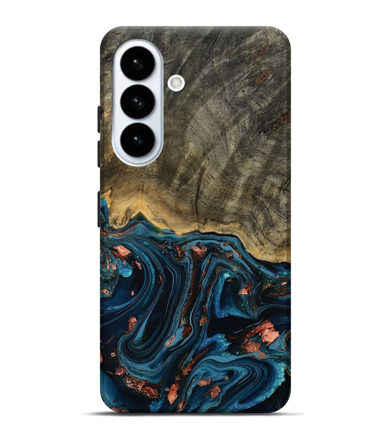 Galaxy S26 Plus Wood Live Edge Phone Case - Don (Teal & Gold, 808682)