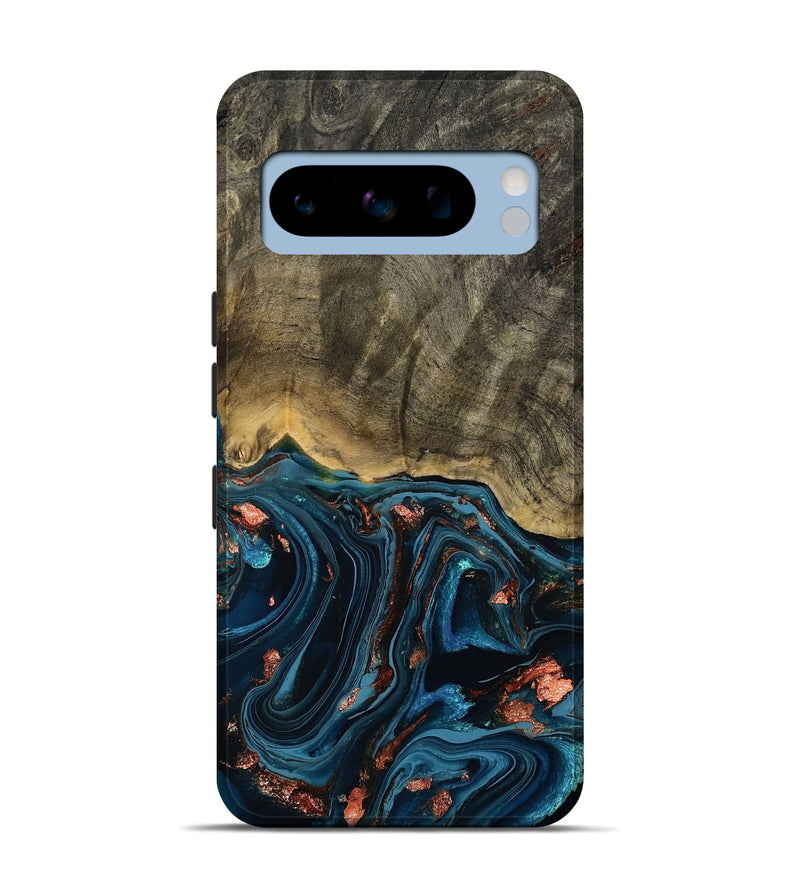 Pixel 8 Pro Wood Live Edge Phone Case - Don (Teal & Gold, 808682)