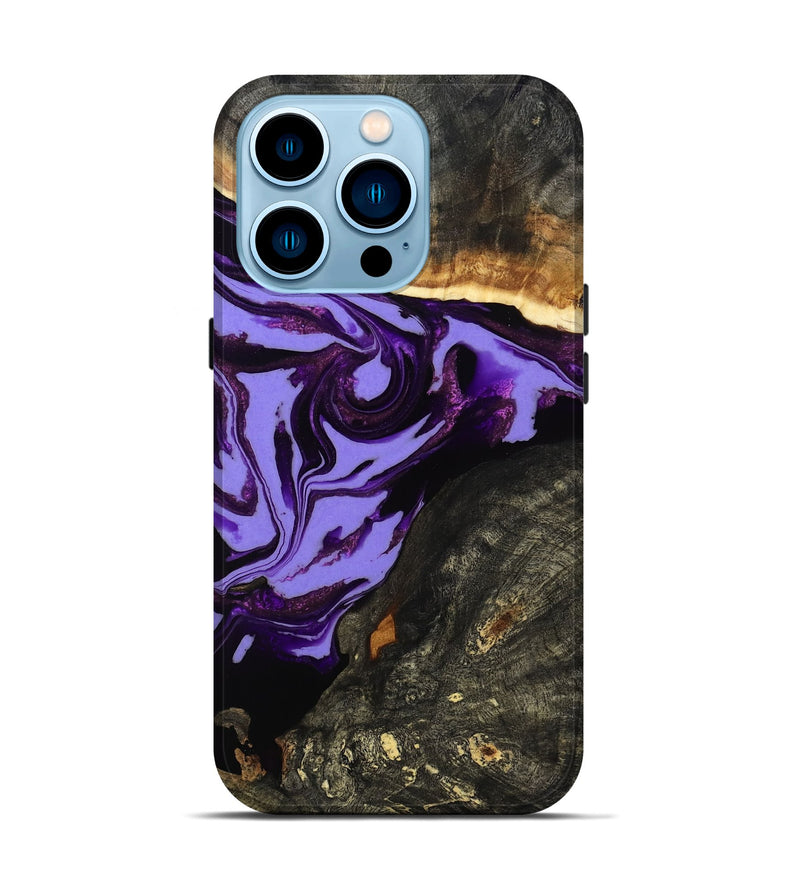 iPhone 14 Pro Wood Live Edge Phone Case - Lexus (Purple, 808689)