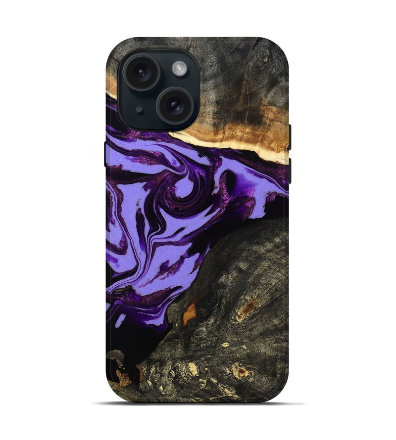 iPhone 15 Wood Live Edge Phone Case - Lexus (Purple, 808689)