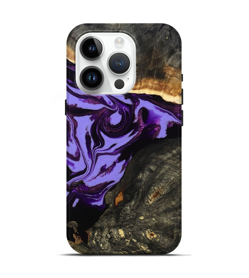 iPhone 15 Pro Wood Live Edge Phone Case - Lexus (Purple, 808689)