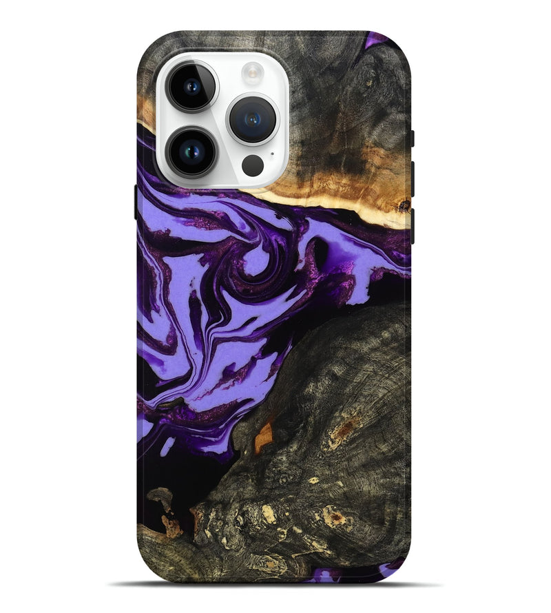 iPhone 15 Pro Max Wood Live Edge Phone Case - Lexus (Purple, 808689)