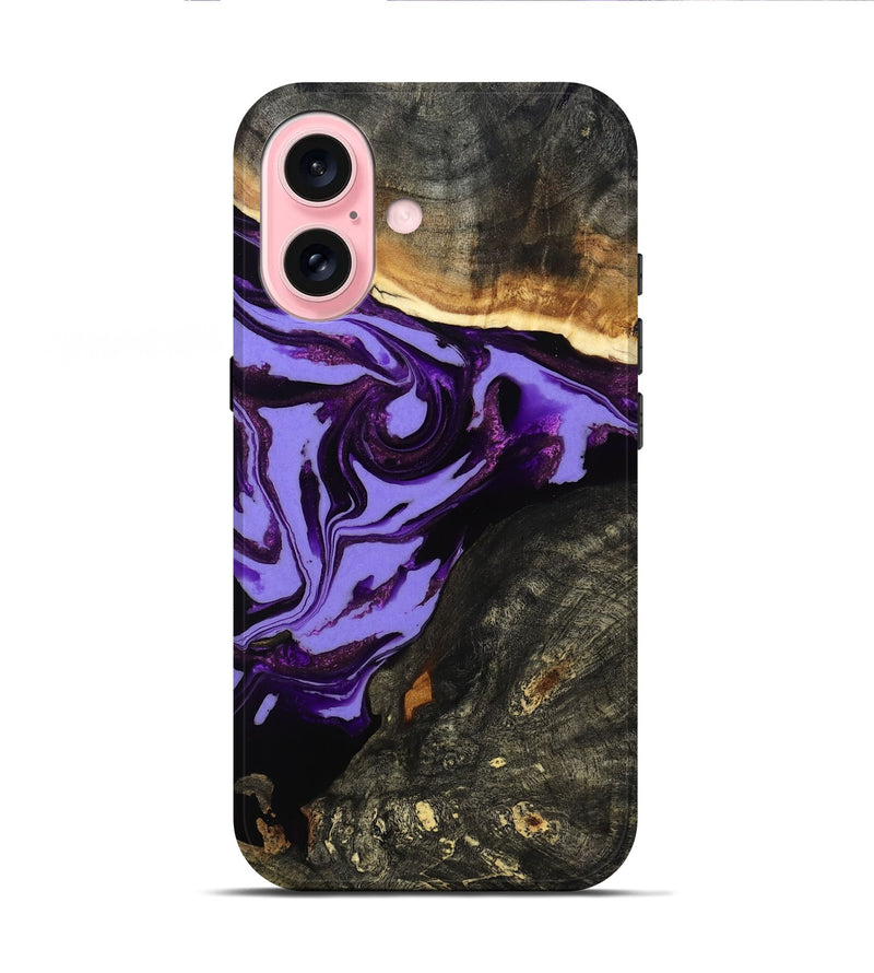 iPhone 16 Wood Live Edge Phone Case - Lexus (Purple, 808689)