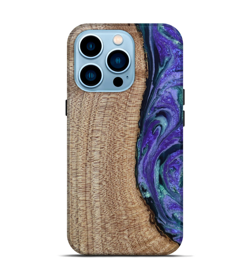 iPhone 14 Pro Wood Live Edge Phone Case - Tess (Purple, 808690)