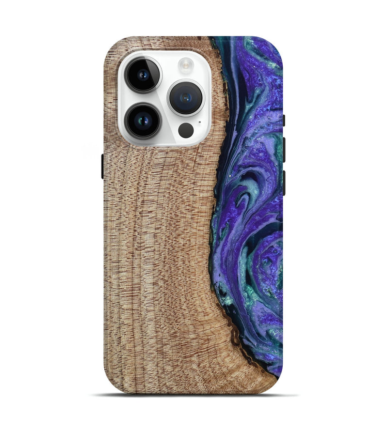 iPhone 15 Pro Wood Live Edge Phone Case - Tess (Purple, 808690)