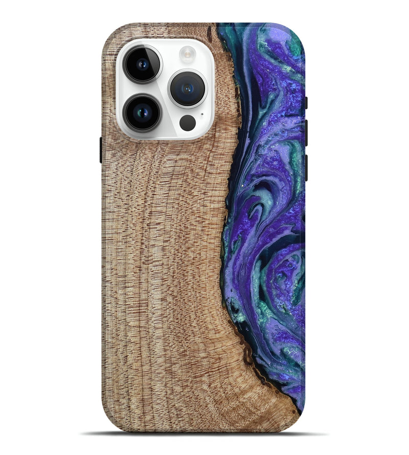 iPhone 15 Pro Max Wood Live Edge Phone Case - Tess (Purple, 808690)