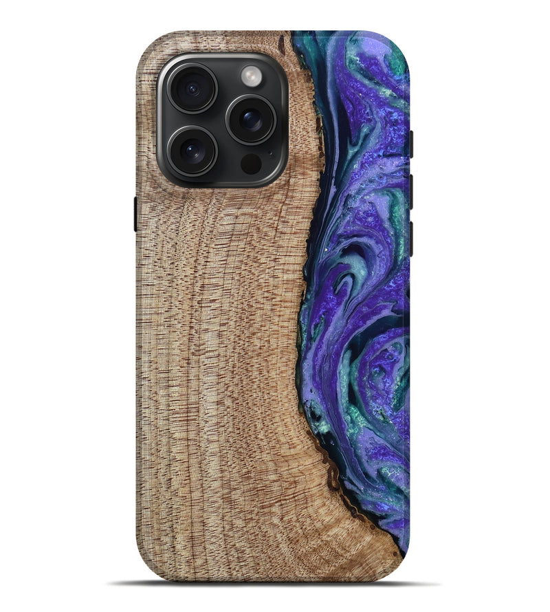 iPhone 16 Pro Max Wood Live Edge Phone Case - Tess (Purple, 808690)