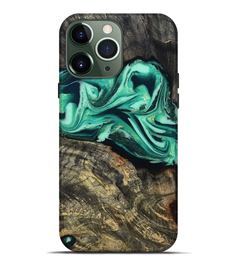 iPhone 13 Pro Max Wood Live Edge Phone Case - Emeline (Green, 808693)