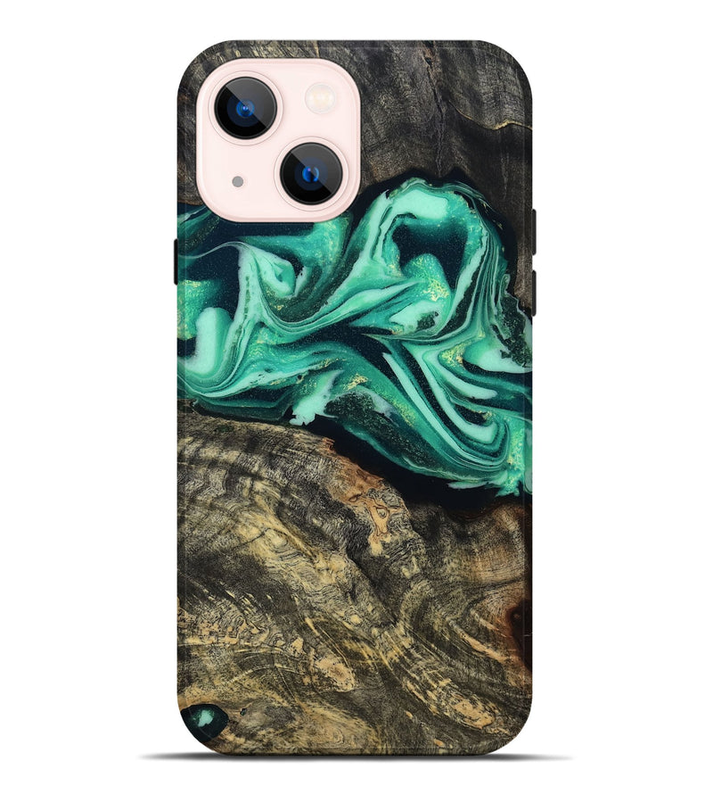 iPhone 14 Plus Wood Live Edge Phone Case - Emeline (Green, 808693)