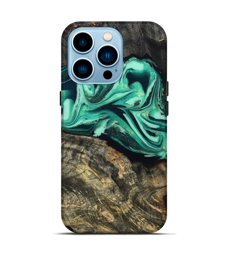 iPhone 14 Pro Wood Live Edge Phone Case - Emeline (Green, 808693)