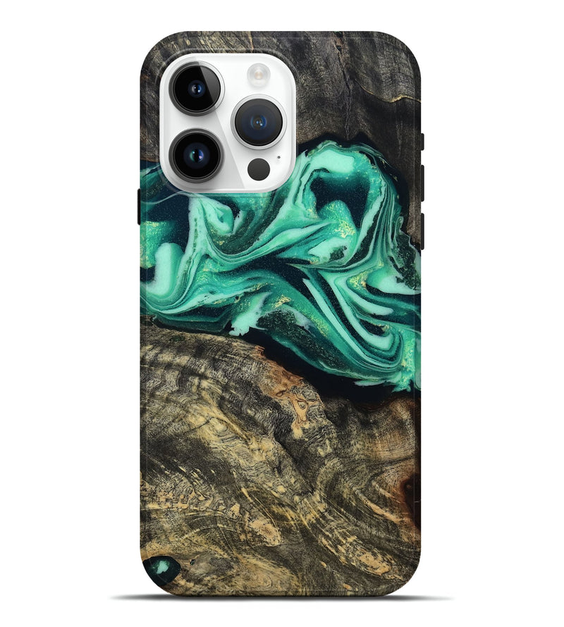 iPhone 15 Pro Max Wood Live Edge Phone Case - Emeline (Green, 808693)