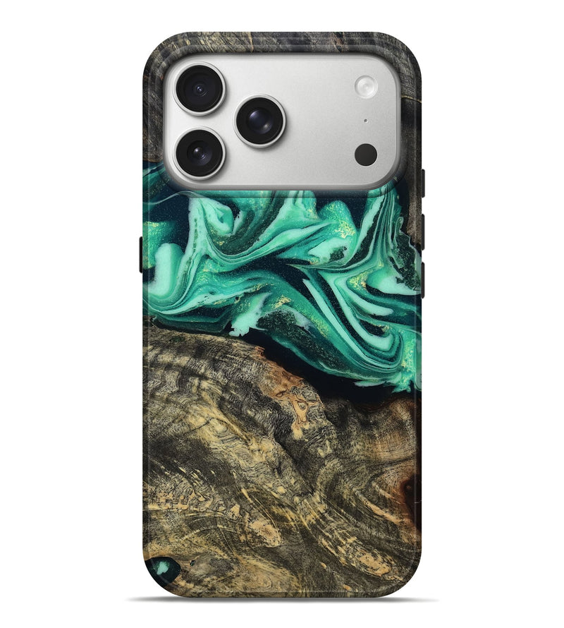 iPhone 17 Pro Max Wood Live Edge Phone Case - Emeline (Green, 808693)