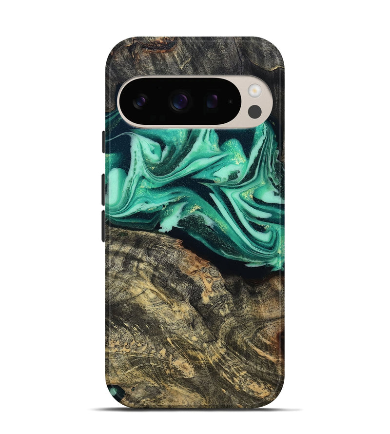 Pixel 10 Pro Wood Live Edge Phone Case - Emeline (Green, 808693)