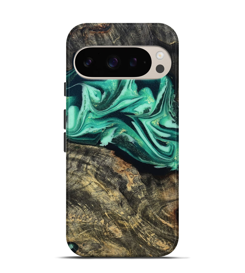Pixel 9 Pro Wood Live Edge Phone Case - Emeline (Green, 808693)