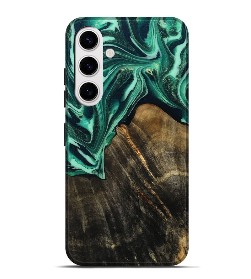 Galaxy S25 Plus Wood Live Edge Phone Case - Solomon (Green, 808696)